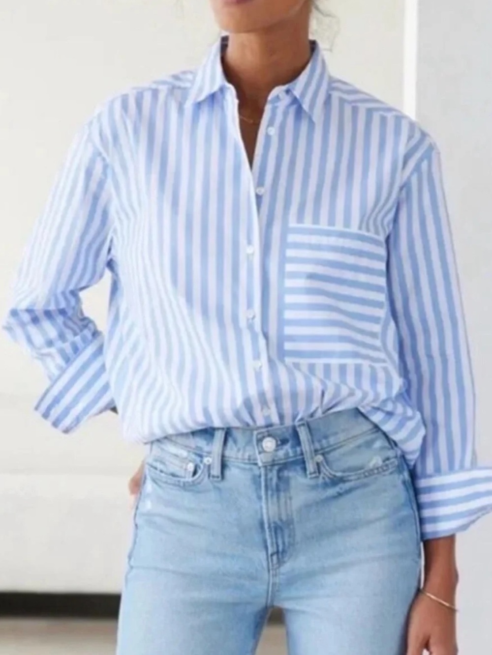 AYR The Deep End Blue Striped Button Down